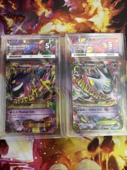 Pokemon Mega Gengar EX Secret Rare 121 & Shiny Mega Gengar Ex XY166 Harsh Graded - Image 1