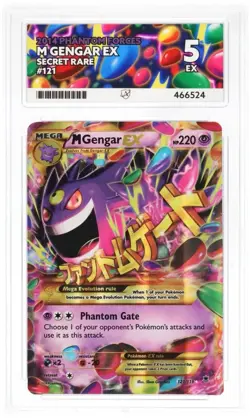 Pokemon Mega Gengar EX Secret Rare 121 & Shiny Mega Gengar Ex XY166 Harsh Graded - Image 2