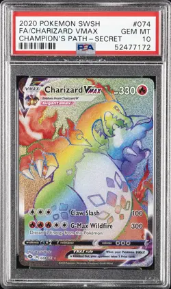 2020 POKEMON SWORD & SHIELD CHAMP'S PATH SECRET FULL ART/CHARIZARD VMAX PSA 10 - Image 1
