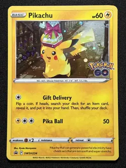 PIKACHU SWSH234 Black Star Promo Cosmic Holo w/ 🌀 Pokemon Go TCG Near Mint #1 - Image 2