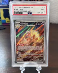 2023 POKEMON PAR EN-PARADOX RIFT ILLUSTRATION RARE #197 ESPATHRA PSA 9 MINT - Image 1