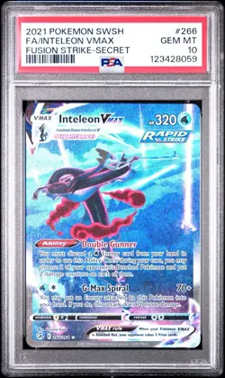 2021 POKEMON SWORD & SHIELD FUSION STRIKE | SECRET RARE INTELEON VMAX 266 PSA 10 - Image 1