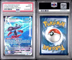 2021 POKEMON SWORD & SHIELD FUSION STRIKE | SECRET RARE INTELEON VMAX 266 PSA 10 - Image 3