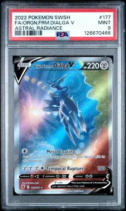 2022 POKEMON SWORD & SHIELD ASTRAL RADIANCE FULL ART/ORIGIN FORME DIALGA V PSA 9 - Image 1