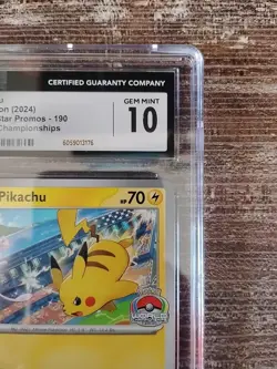 Pikachu 190 World Championship 2024 CGC GEM MINT 10 Black Star Promo Pokemon TCG - Image 4