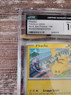 Pikachu 190 World Championship 2024 CGC GEM MINT 10 Black Star Promo Pokemon TCG - Image 5
