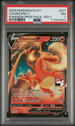 2023 POKEMON PLAY! POKEMON PRIZE PACK: SER 2 #017 CHARIZARD V PSA 7 - Image 1