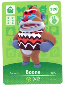 Boone #328 - Amiibo Card - Animal Crossing Series 1 - Authentic Nintendo - Image 1