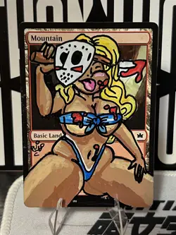 Altered/Hand Painted Art MTG Card - Anime girl - Jason Halloween Mountain - Image 1