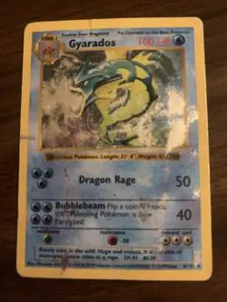 Pokemon Gyarados Holo Shadowless Rare TCG Base Set Card 6/102 Damaged - Image 2