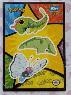 1999 Topps Pokemon Movie Butterfree Metapod Caterpie Evolution Sticker Card - Image 1