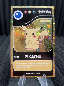 Pikachu #25 - Gold Holo - Pokedex Black Kanto 2024 - Pokemon Card - Image 1