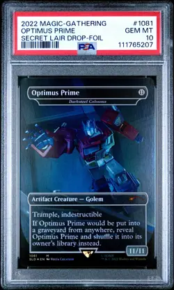 2022 MTG SECRET LAIR DROP FOIL #1081 OPTIMUS PRIME PSA 10 - Image 1