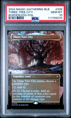 2024 MTG BLOOMBURROW BORDERLESS-FOIL #339 THREE TREE CITY PSA 10 - Image 1