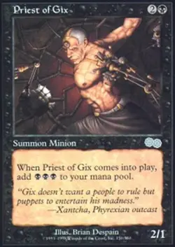 MTG Priest of Gix, Urza's Saga, Heavily Played, English - Image 1