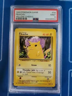 Pokemon Base Set Unlimited Yellow Cheek Pikachu 58/102 Psa 9 - Image 1