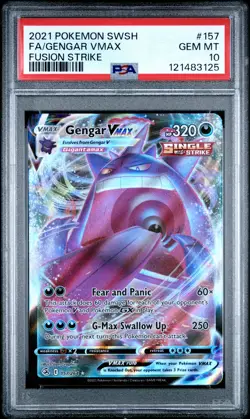 2021 POKEMON SWORD & SHIELD FUSION STRIKE #157 FULL ART/GENGAR VMAX PSA 10 - Image 1