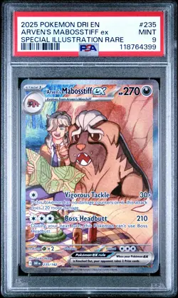 2025 POKEMON DRI EN-DESTINED RIVALS #235 ARVEN'S MABOSSTIFF EX PSA 9 - Image 1