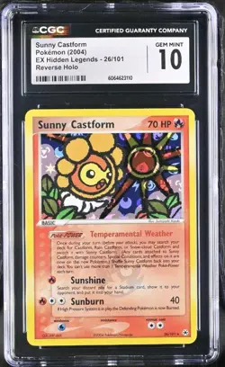 Pokemon Sunny Castform 26/101 Reverse Holo EX Hidden Legends CGC 10 GEM MINT - Image 1