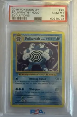 2016 POKEMON XY EVOLUTIONS #25 POLIWRATH-HOLO PSA 10 - Image 1