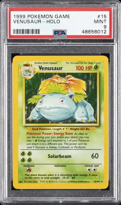 1999 POKEMON BASE SET UNLIMITED #15 VENUSAUR-HOLO PSA 9 - Image 1