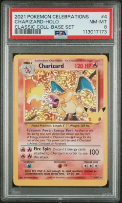 2021 Pokemon Celebrations Charizard #4/102 Classic Collection Holographic PSA 8 - Image 1