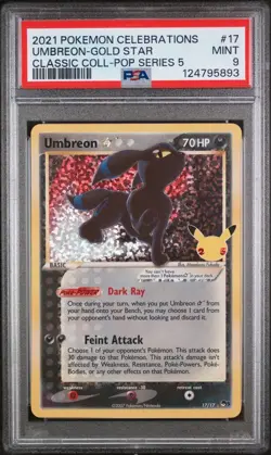 PSA 9 Umbreon Gold Star #17 2021 Pokemon Celebrations Classic Coll. NEW CERT! - Image 1