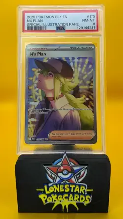 2025 POKEMON BLK EN-BLACK BOLT SPECIAL ILLUSTRATION RARE #170 N'S PLAN PSA 8 - Image 1