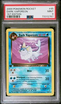 2000 POKEMON ROCKET 1ST ED #45 DARK VAPOREON PSA 9 (INCLUDES GRADED GUARD!!) - Image 3
