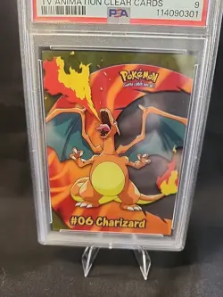 2000 TOPPS POKEMON TV ANIMATION CLEAR CARDS #PC3 CHARIZARD PSA 9 - Image 2