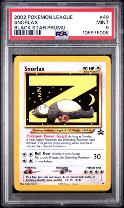 Pokemon card snorlax 49 Wizard Black Star promo PSA 9 MINT - Image 1
