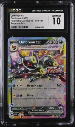 CGC 10 GEM MINT Umbreon ex 060/131 Stamped Surprise Box Prismatic Pokemon Card - Image 1
