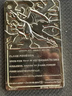 1999 Burger King Pokemon Charizard Nintendo 23K Gold Plated Trading Card - Image 4