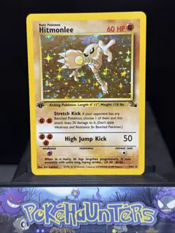Pokemon Card Hitmonlee 7/62 Fossil Set Rare Holo 1st Edition WOTC Light Play - Image 1