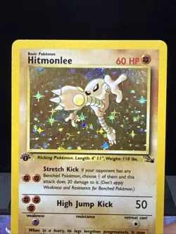 Pokemon Card Hitmonlee 7/62 Fossil Set Rare Holo 1st Edition WOTC Light Play - Image 2