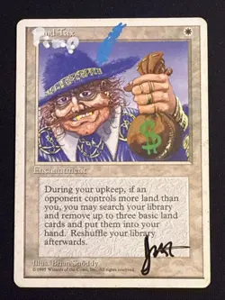 1x Land Tax Core Set 4th Edition HP/ Damaged Altered MTG Magic x1 MKE - Image 1