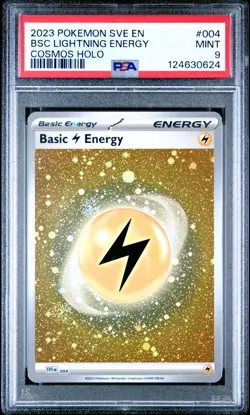 2023 POKEMON SVE EN-BASIC ENERGIES COSMOS HOLO #004 BASIC LIGHTNING ENERGY PSA 9 - Image 1