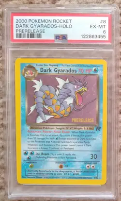 2000 Pokemon Rocket Prerelease #8 Dark Gyarados Holo PSA 6 - Image 1