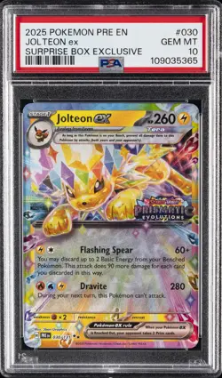 2025 POKEMON PRE EN-PRISMATIC EVOLUTIONS #030 JOLTEON EX PSA 10 - Image 1