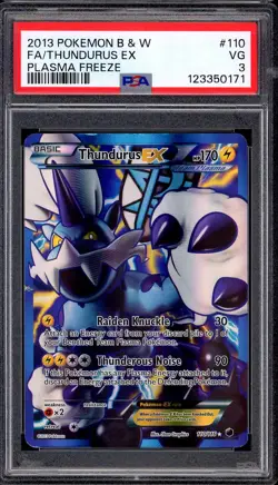 2013 Pokemon Black & White Plasma Freeze Full Art Thundurus EX #110 PSA 3 VG - Image 1