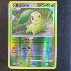 Pokemon Chikorita Reverse Holo 77/123 Mysterious Treasures MP 2007 - Image 1