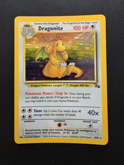 Dragonite Unlimited Fossil 4/62 Near Mint Holo Rare Pokemon Card - Image 1