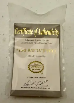 Pokemon Mewtwo 23k Gold Plated Trading Card 1999 (NEW) Still Sealed w Box - Image 5