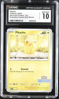 Pikachu Black Star Promo 214 Illustration Contest 2024 Pokemon CGC Gem Mint 10 - Image 1