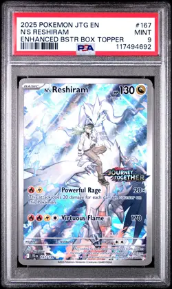 2025 POKEMON JTG EN-JOURNEY TOGETHER #167 N'S RESHIRAM PSA 9 - Image 1