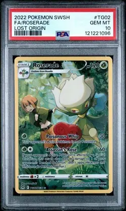 2022 POKEMON LOST ORIGIN ROSERADE TG02 PSA 10 FULL ART SWORD & SHEILD - Image 1