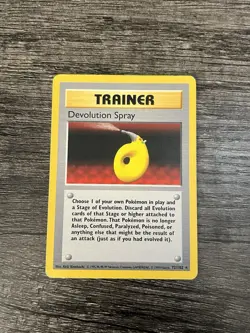 Pokemon 1999 Base Set Devolution Spray 72/102 Unlimited English HP/DMG (Crease) - Image 1
