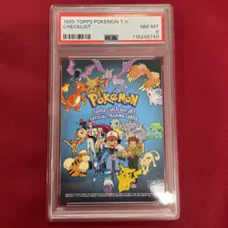 Graded PSA 8 1999 Topps Pokemon T.V. Checklist NM-MT - Image 1