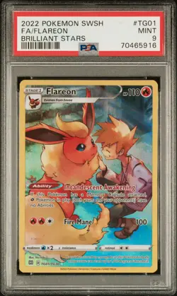2022 POKEMON SWORD & SHIELD BRILLIANT STARS #TG01 FULL ART/FLAREON PSA 9 - Image 1