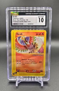 Pokemon TCG Ho-Oh Black Star Promo #52 2002 Pokemon Center NY CGC GEM MINT 10 -4 - Image 1